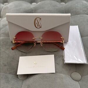 Elegant Rose-Tinted Sunglasses by Vintage Wood Collection